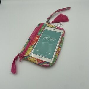 NWT Southern Couture Pink‎ Citrus Fruits CELL PHONE WRISTLET Zip Pouch Wallet